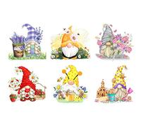 Gnome Cross Stitch Kits for Adults - 6 Pack Stamped Crossstitching Kits Preprinted 11 Count Cross-Stitch Kit for Beginner, 11CT Prestamped Easy Pattern Needlepoint Kits Crafts for Decor 11.8x11.8inch