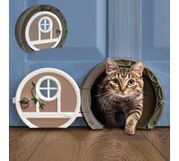 Gnome Door Brown Green Cat Door for Interior Doors - Stylish & Functional with No Flap, Locks, and Easy Installation, Spacious Large Kitty Door for Cats Up to 20 lbs | Private and Comfortable Pet Door