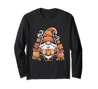 Gnome Fall Coffee Shirt Autumn Pumpkin Latte Tee Long Sleeve T-Shirt