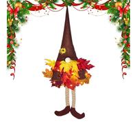 Gnome Fall Wreath - Lighted Fireplace Gnome Maple Leaves Decor | Thanksgiving Porch Wreath for Front Door Mantle Wedding Holiday Party Kitchen Fireplace Window Table
