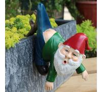 Gnome Figure Plant Pot Hanger, Turtle Flower Pot Hugger, Resin Gnome Statue, Funny Pot Huggers for Planters, Cute Climbing Tortoise Flower Pot Hugger, Garden Fence Balcony Patio Yard (GNOME)