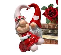 Gnome Figurine,Handmade Resin Dwarf Sculpture, Gnome Statues for Valentine's Party - for Bedroom Shelf Table Study Nursery Bedside Display Shelves Bookshelves