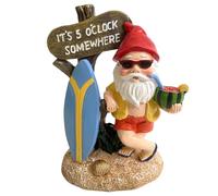 Gnome Figurines 6 Inch Cute & Funny Resin Gnome Statue Weather-Resistant Summer Gnomes Decorations for Yard, Garden, Beach, Surf, Garden Gnomes Outdoor