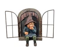 Gnome Garden Ornaments, Elf Out The Door Tree Hugger, Hanging Resin Statue Outdoor Gnome Figurine for Garden Trees Decoration (Women)