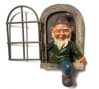 Gnome Garden Ornaments Outdoor, Elf Out The Door Tree Hugger, Resin Statue Garden Decoration, Garden Statues Outdoor, Hanging Gnome Resin Figurine for Garden Decor, Fairy Doors for Garden Trees (Men)