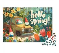 Gnome Garden Spring Decorations Adult 1000-Piece Jigsaw Puzzle, 70x50cm/1000pcs; Smooth White Cardboard Pieces; Easy to Revisit Throughout The Week