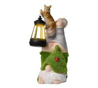 Gnome Garden Statue - Squirrel Carrying Lantern Solar Gnomes Decor for Outside - Resin Sculptures Funny Figurine Yard Decor Backyard Lawn Patio Flowerbed Ornament for Outdoor