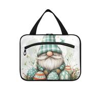 Gnome Green Buffalo Plaid Eggs Easter Hanging Mens Travel Bag with Hook, Designer Unisex kit Bag for Men for dad Traveling bolso de Mano para Hombre L