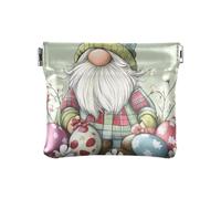 Gnome Green Buffalo Plaid Eggs Easter Women's Small Leather Change Purse Convenient Mini Card Holder Wallet for Women Girls