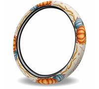 Gnome Harvest Pumpkin Watercolor Maple Leaves Flower Steering Wheel Protector Stretch Steering Wheeles Cover Elastic Car Interior Covers For Suv Women Sedan 38Cm