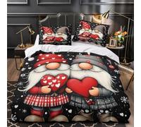 Gnome Heart Fitted Sheet 3D Print Soft Microfiber Wrinkle Resistant | 70x50cm Deep Pocket Design Family Present Soft Microfiber Bedroom Decor Slip Resistant