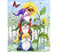 Gnome Heart Welcome Christmas DIY Cross Stitch Fabric 16x20 Inch with Accessories, 11K Pre-Printed Embroidery Kits for Adults Beginners (Green)