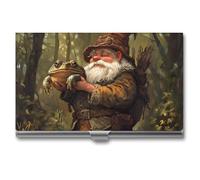 Gnome Hunting Toad Frog Forests Business Card Wallet Credit Card Holder Metal Square Small Pocket Purse