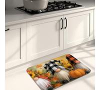 Gnome Kitchen Mats for Floor, Fall Harvest Gnomes and Sunflowers Soft Mats, Cushioned Comfort Washable Non Slip Decor Rugs for Kitchen Sinks Laundry Room Bathroom 20x31 Inch