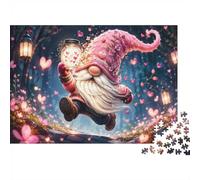 Gnome Lantern Hearts 1000pcs Mini Puzzle For Adults Challenging | 52x38cm Cardboard Living Room Decor Durable Structure Friend Gift Mind Relaxation