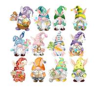 Gnome Magnets, 12X Cute Bunny Gnome Fridge Magnets, Happy Easter Garage Door Decoration Magnet, Seasonal Magnetic Sticker for Fridge Metal Door