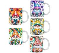 Gnome Mug - Festive Gnome Coffee Mugs | Gnome Design Christmas Mug With Boxes, 350ml Ceramic Garden Mug Colorful Dwarfs Ceramic Garden Mug Christmas Gnome Tea Cup For Mom, Best Friend, College