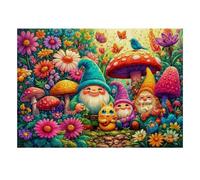 Gnome Mushroom Flower 1000pcs For Adults Mini Puzzle Present | 38x26cm Cardboard Living Room Decor Durable Structure Friend Gift Mind Relaxation