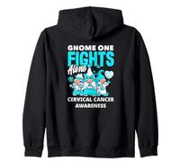 Gnome One Fights Alone Cervical Cancer Awareness Zip Hoodie