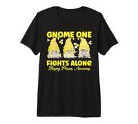 Gnome One Fights Alone Yellow Missing Persons Awareness Premium T-Shirt