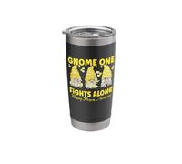Gnome One Fights Alone Yellow Missing Persons Awareness Stainless Steel Insulated Tumbler