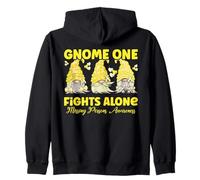 Gnome One Fights Alone Yellow Missing Persons Awareness Zip Hoodie