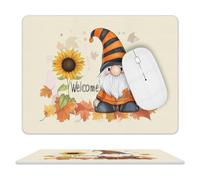 Gnome Orange Welcome Cute Mouse Pad with Non-Slip Rubber Base Leather Mouse Mat Office Supplies