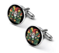Gnome Peace Sign Weeds Alloy Cufflinks Men's Classic Cuff Link Fashion Shirt Accessories for Business Party Wedding 2.0cm
