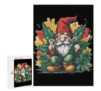 Gnome Peace Sign Weeds Funny Wooden Picture Vertical Version Puzzle Wood Jigsaw Creative Gift for Adults And Family Game