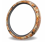 Gnome Pumpkin Orange Maple Leaves Sunflower Harvest Steering Wheel Wrap Non-Slip Steering Wheel Protector Elastic Car Handle Covers For Women Sedan Suv 38Cm