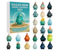 Gnome Sea Glass Advent Calendar 2025 Christmas Countdown Calendars with 24 Flat Acrylic Hanging Pendants for Christmas Tree Decoration (Multi-color, 26 * 18 * 3cm)