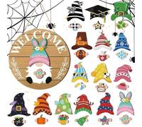 Gnome Sign for Front Door - Interchangeable Design with Magnet Pieces,Changeable Gnome Welcome Sign for Home,for Home Front Door, Porch, Yard and Seasonal Parties