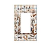 Gnome Single Rocker Light Switch Cover, Cozy Rustic Coffee Cinnamon Fall Brown Plastic Standard Size Accents Wall Switch Plates for Living Room Bedroom Home Office Decor