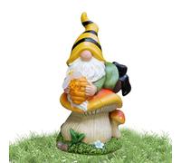 Gnome Solar Light - Lying on Mushroom Resin Statue, Weatherproof Outdoor Sculpture | Patio on the Garden Decoration with Whimsical Installation, Figu Accent