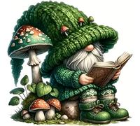 Gnome Stamped Cross Stitch Kits for Adults -Reading Embroidery Kits for Beginners Adults,11 CT Patterns Dimensions Counted Cross Stitch Kits for Adults Arts Craft 14x14 inch