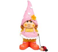 Gnome Statue, Garden Gnomes Colorful Adorable Self-Standing Gnome Figurines with Cute Expressions & Weather-Resistant Resin Ornaments for Indoor Outdoor, Garden Gnomes Outdoor, Female
