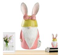 Gnome Statues,Easter Resin Bunny Decorations with Bow and Ears | Yard Gnomes - for Lawn Indoor Patio Spring Yard Home Outside