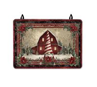 Gnome Stove Top Cover for Electric Stove, Christmas Rustic Barn Poinsettia Christmas Red Washable Electric Top Cover Protector Cabin Kitchen Decor 28x20 Inch