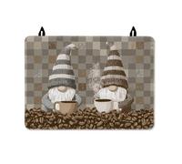 Gnome Stove Top Cover for Electric Stove, Cozy Rustic Coffee Beans Fall Brown Washable Glass Top Cover for Kitchen Cottage Kitchen Decor 28x20 Inch