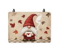 Gnome Stove Top Cover for Electric Stove, Fall Cozy Leaves Coffee Fall Red Rubber Non-Slip Flat Top Electric Protector Mat Cottage Kitchen Decor 28x20 Inch