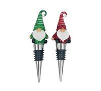 Gnome Wine Bottle Stoppers Set of 2 - Christmas Red/Green Reusable Universal Bottle Stopper Silicone Saver Handmade Glass Unique Gifts Holiday Bar Wedding - Vibrant Colors! (2)