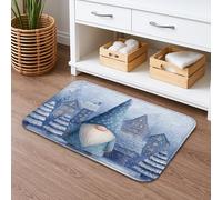 Gnome Winter Wonderland Quick Dry Bath Mat, Cozy Snowy Village Absorbent Non Slip Shower Mat, Flannel Washable Bath Rugs for Bathroom Toilet Restroom Decorative 20x32 Inch