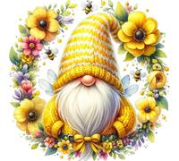 Gnome Wreath Full DIY 5D Round Drill Diamond Art Kit 40x40cm | Reading Gnome Full DIY 5D Round Drill Gem Art Diamond Art Painting, Kits for Adults 40x40cm V8080; 5D round diamonds; canvas