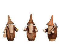 Gnomes, 3 pieces, 8 cm / 3 inch, original Erzgebirge by Seiffener Volkskunst