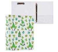 Gnomes and Lucky Clover Leaves 3 D-Ring Binder A4 1 Pack with 200 Sheet for Kids School Supplies Women Men Office