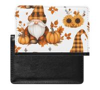 Gnomes Autumn Leather Passport Holder ID Card Protector Portable Cover Case Travel Wallet for Men Women