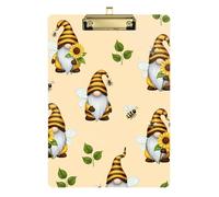 Gnomes Bees Clipboard Decorative Clipboards Travel Clipboards with Low Profile Metal Clip for Classrooms, Restaurants, School