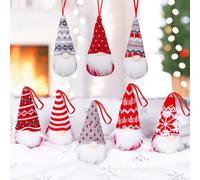 Gnomes Christmas Ornaments Set of 8, 8 Styles Swedish Gnome Handmade Plush Santa Elves Christmas Tree Hanging Decorations Xmas Decorations Christmas Gnomes Gonk Hanging Ornaments
