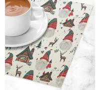 Gnomes Christmas Pattern Linen Placemats 31x44CM Dining Table Place Mats Set Decorative Home Decoration