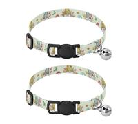 Gnomes Colorful Hats Polka Dots Cat Collar Breakaway with Bell 2 Pack Puppy Collar Adjustable 10.6 to 17.1 Inches